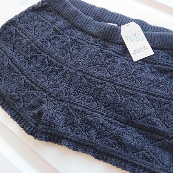 Time and Tru Missy Coverup Black Knit Lace Shorts XL (16-18) cotton high-waisted - Picture 1 of 11